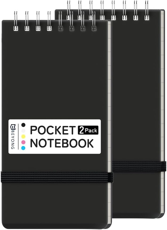 Small Pocket Notebook, Mini Notepad Spiral Notebooks Note Pads (Black, 3x5)