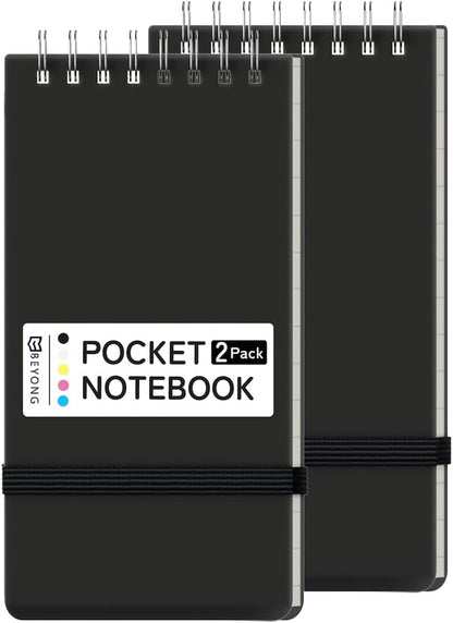 Small Pocket Notebook, Mini Notepad Spiral Notebooks Note Pads (Black, 3x5)