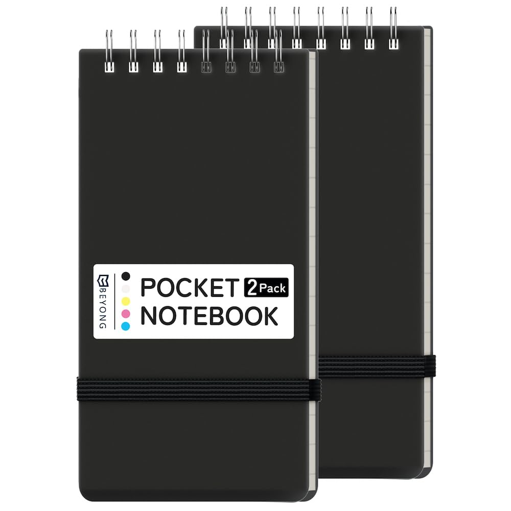 Small Pocket Notebook, Mini Notepad Spiral Notebooks Note Pads (Black, 3x5)