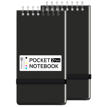 Small Pocket Notebook, Mini Notepad Spiral Notebooks Note Pads (Black, 3x5)