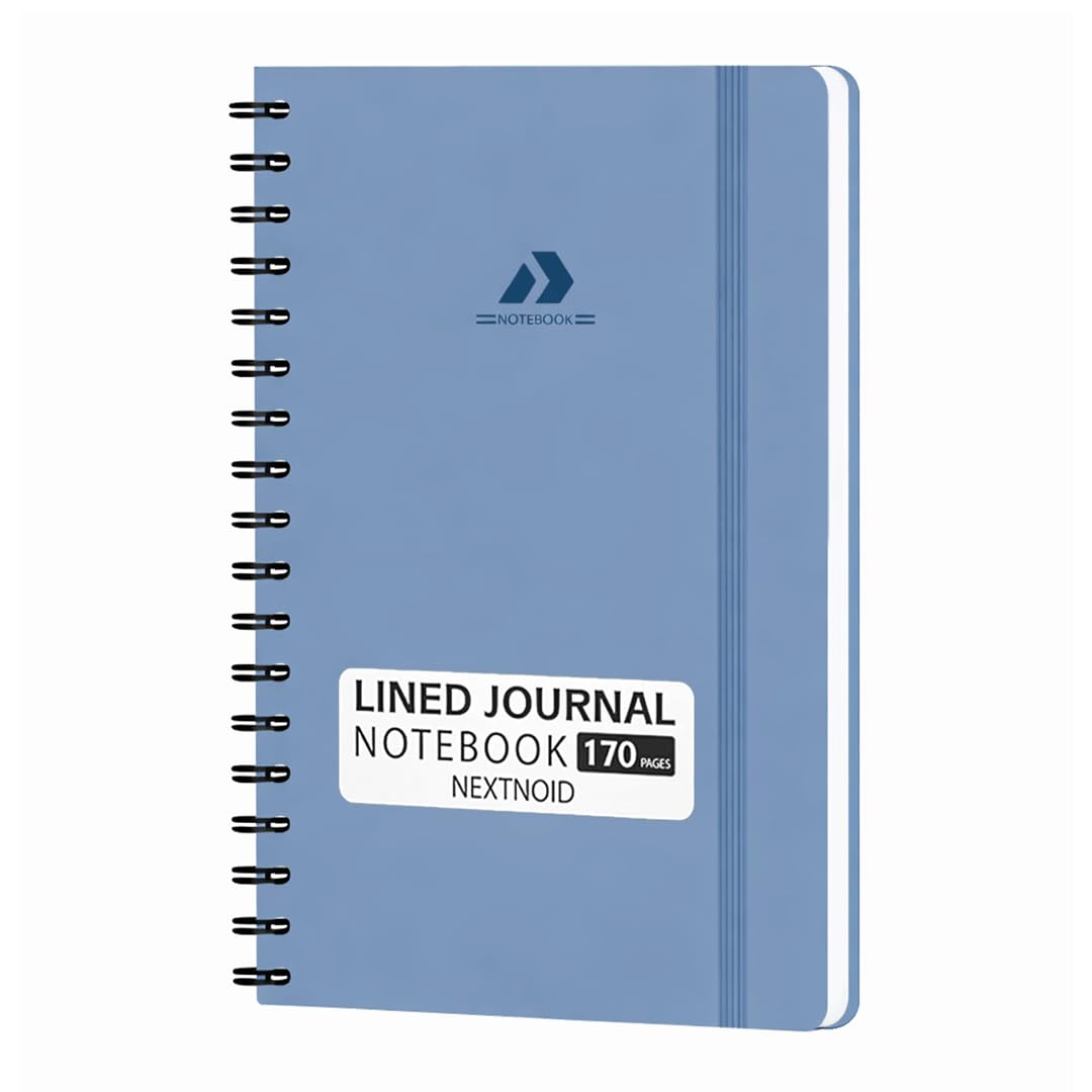 Nextnoid Lined Spiral Notebook Journal For Women & Men - A5(5.8" x 8.3") 170 Pages, Hardcover Notebooks for Work & Note Taking, College Ruled Journals for Writing - Grey