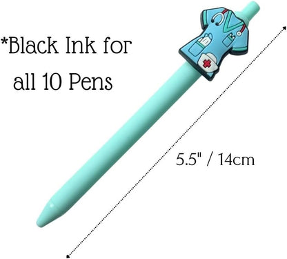 YJ PREMIUMS 10-Pack of Cute Nursing Pens with Heart, Syringe Designs in Black Ink - Versatile Writing Instruments for Nurses, Medical Assistants, Students (Medical)