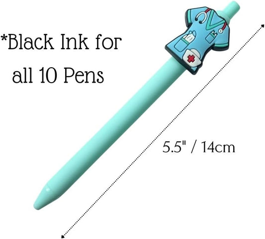 YJ PREMIUMS 10-Pack of Cute Nursing Pens with Heart, Syringe Designs in Black Ink - Versatile Writing Instruments for Nurses, Medical Assistants, Students (Medical)