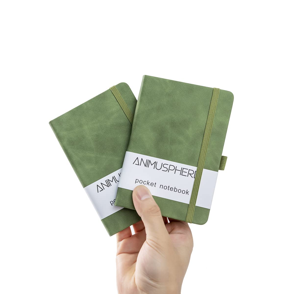 2Pack Pocket Notebook Small Notebook Journal Notebook 4 inches x 5.7 inches 200 Pages Leather Cover With Pen Holder Page Marker Ribbons(Black)