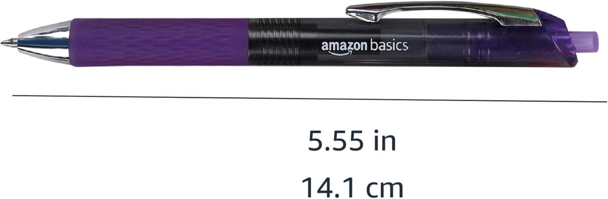 Amazon Basics Retractable Gel Pens, Fine Point 0.7mm, Smooth Writing, Assorted Colors, 12-Pack