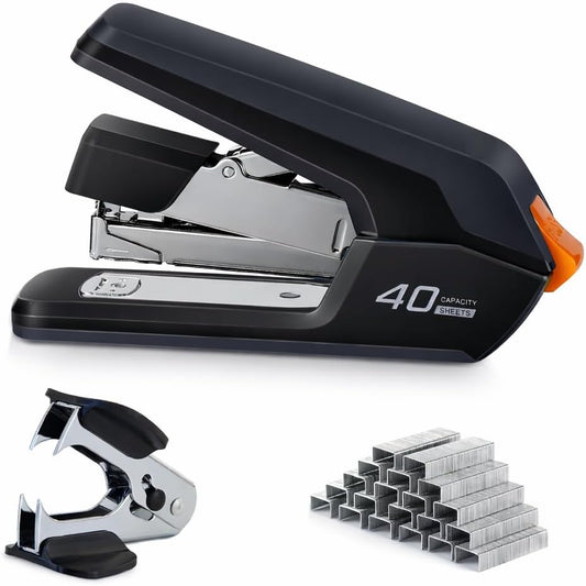Leven Effortless Desktop Stapler, 40 Sheet Capacity, One Finger Stapling