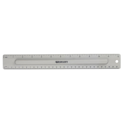Westcott Finger Grip Ruler, Back-to-School, Smoke Gray, School Supplies, Classroom Supplies, 12-Inch