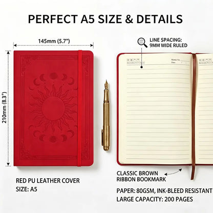 5pcs Horizontal Notebook With 5 Pens - Academic Notebook, Retro Embossed PU Leather Hard Shell Ledger, 160 Page Aesthetic Diary, A5 Hard Shell Administrative Notebook, Stationery Notebook, Memo Pad, Suitable For Students And Office Workers