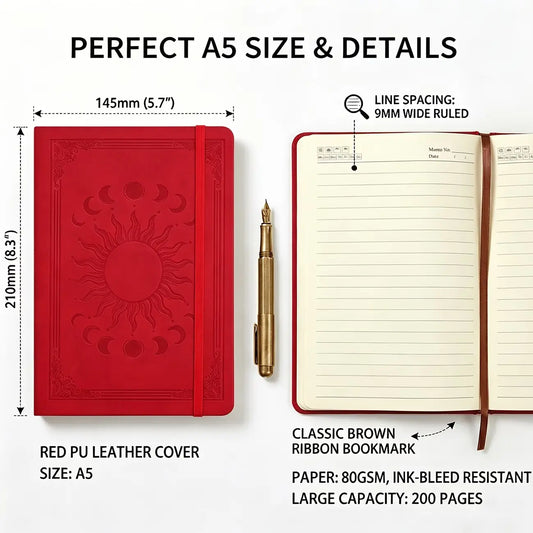 5pcs Horizontal Notebook With 5 Pens - Academic Notebook, Retro Embossed PU Leather Hard Shell Ledger, 160 Page Aesthetic Diary, A5 Hard Shell Administrative Notebook, Stationery Notebook, Memo Pad, Suitable For Students And Office Workers