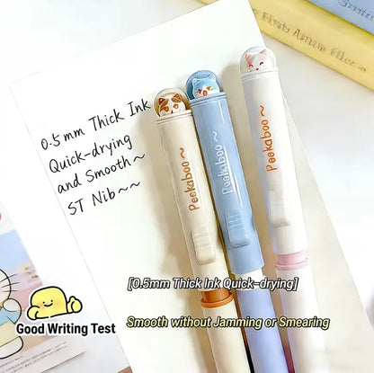 Noluck 6pcs Cute Kitten Click Ballpoint Pens, 0.5mm Black ST Refills, Quick-Drying Click Mechanism, Smooth Writing, Office Stationery, Office Accessories, College Supplies, Teenage Girls Gifts