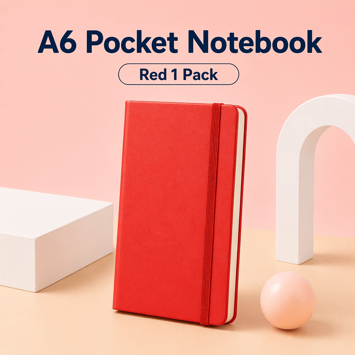 [Premium PU Leather Notebook] Pocket Hardcover Notebook A6, 84 Sheets Thick Creamy Paper, Premium PU Leather Cover, 8 Colors Available, Lined Journal with Elastic Closure for Writing Journaling Office School