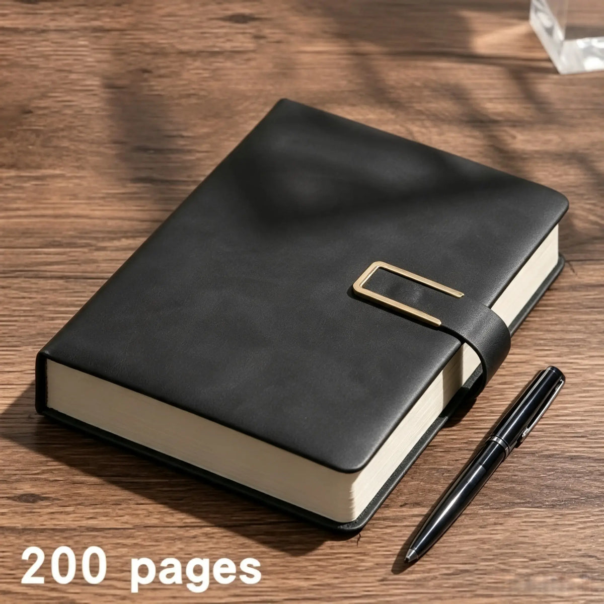 [Back to School Must-Have] A5 Premium PU Leather Bound Journal - Buckle Close Hardcover Work Notebook, 200 Thick Pages for Journaling, School Use