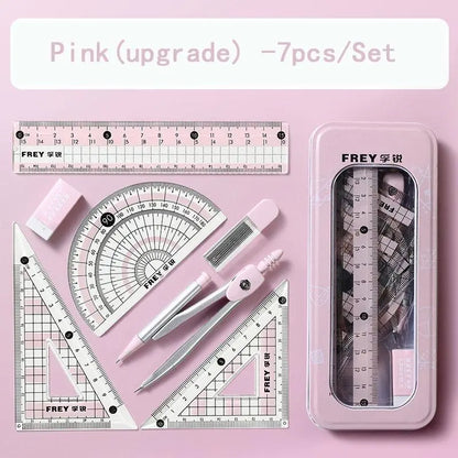 Compass & Ruler Set, Measuring Instrument, 7 Counts/set Including Compass & Measuring Ruler& Eraser & Lead, School Supplies for Students, Office Supplies