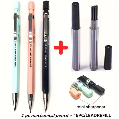 Multifunctional 2B 2.0Mm Mechanical Pencil with Built-In Sharpener, Creative Drawing And Art Supplies, Office And Study Essentials, 1+16pcs Set