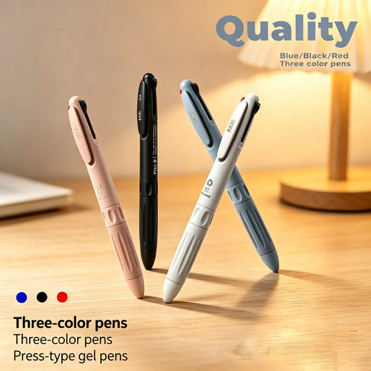 4-Piece Set Tri-Color Click Ballpoint Pens, Student Multifunctional Notebook Decorative Pens, Three-In-One Click Tri-Color Ballpoint Pens, Gel Ink Pens, Aesthetic Pens, Stationery Supplies