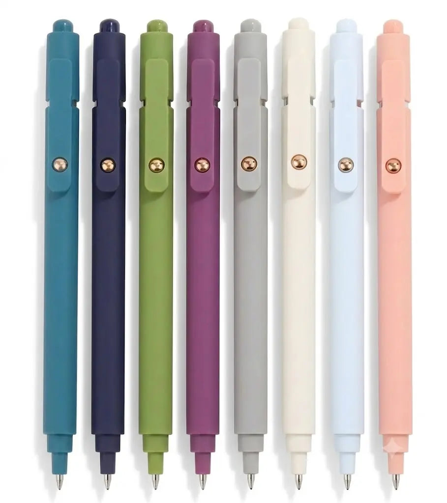 NOLUCK 8-Count 0.5 mm Medium Point Retractable Gel Pens, Black Ink, Click Action, Clip-On, Aesthetic Gradient Colors Design, Back to School Office Stationery, Christmas Gift for Bible Study Art Parties