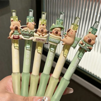 Randomly 1pc Capybara Cartoon High-Quality Click Pen 0.5Mm Fast-Drying Brush Pen, Cute Black Gel, Neutral Ink, Suitable for Everyday Use, Soft And Comfortable for Daily Writing And Sketching