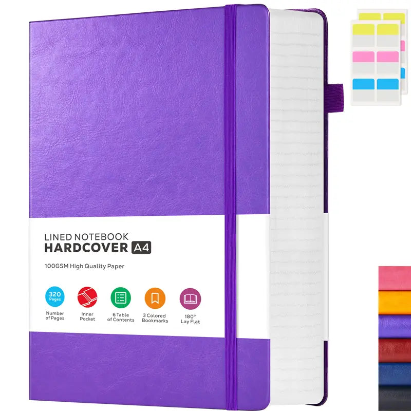 Hard Cover College Ruled A4 Notebook - 1 PCS School Supplies College Notebook, 8.5x11 in, 100GSM Lined Paper, 320 Pages, Leather Hardcover Journal for Women/Men, Ideal for School Work,sohochic