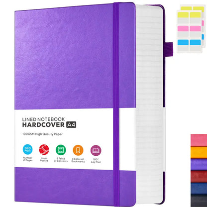 Hard Cover College Ruled A4 Notebook - 1 PCS School Supplies College Notebook, 8.5x11 in, 100GSM Lined Paper, 320 Pages, Leather Hardcover Journal for Women/Men, Ideal for School Work,sohochic