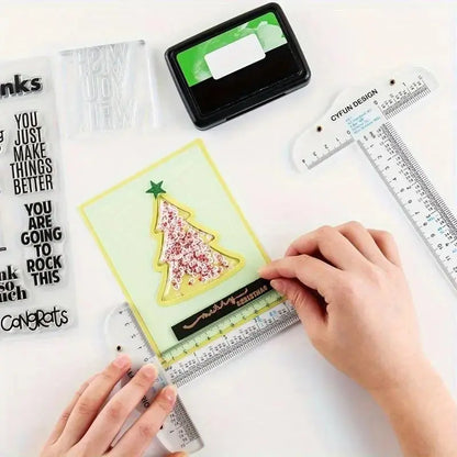 Acrylic T-Square Ruler, Precision 6 & 12 Acrylic T-Square Ruler, Perfect Alignment Tool for Crafting, Cardmaking, and Scrapbooking, Measuring Marking Tool, Office School Supplies