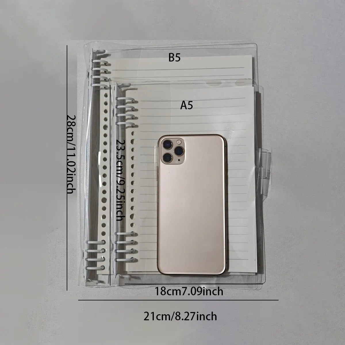 60 Sheets, Refillable Paper, Transparent Loose Leaf Notebook Refillable Binder A5 B5 Clear Cover Capacity Smooth Writing Pages Easy Organize Study Notes Planner, Fill Blank Journal, School Office Supplies Diary Spiral Notebook