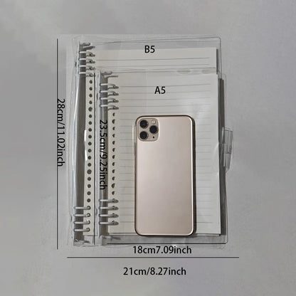 60 Sheets, Refillable Paper, Transparent Loose Leaf Notebook Refillable Binder A5 B5 Clear Cover Capacity Smooth Writing Pages Easy Organize Study Notes Planner, Fill Blank Journal, School Office Supplies Diary Spiral Notebook