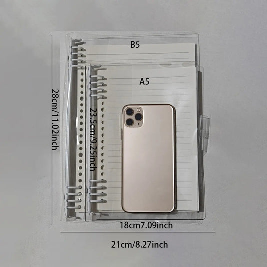 60 Sheets, Refillable Paper, Transparent Loose Leaf Notebook Refillable Binder A5 B5 Clear Cover Capacity Smooth Writing Pages Easy Organize Study Notes Planner, Fill Blank Journal, School Office Supplies Diary Spiral Notebook
