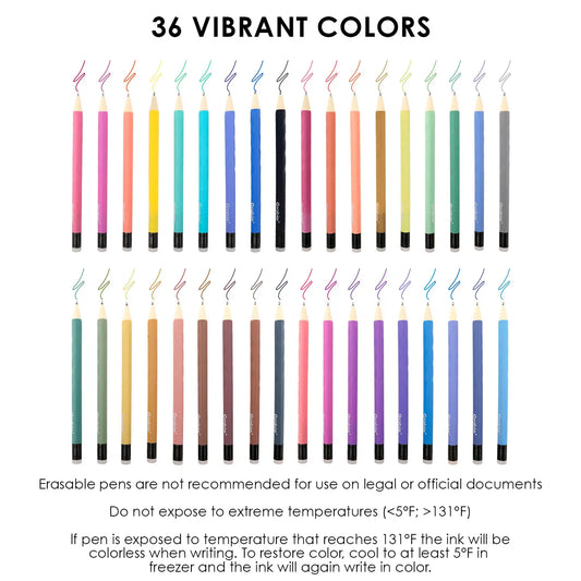Grabie Medium Point Erasable Gel Pen Set - 0.7mm Medium Point Assorted Colored Pens & Refills, Office Accessories, Stuff for School, Integrated Eraser, Color Restorable, Palette Compatible, Doodle Tool, Class Reward Gift