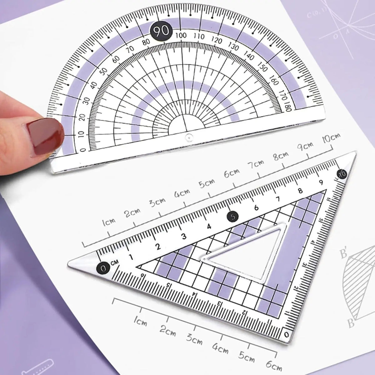 8 Pcs Pink Geometry Set Cute Compass Set with Maths Protractor Rulers, Math Set for Drawing Measuring Tools, Kawaii Ruler Kit for Class Women Girls School Supplies (Pink)