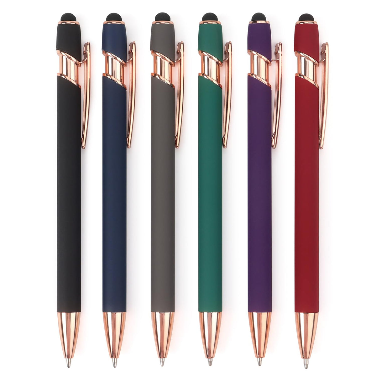 Ballpoint Pen 2-in-1 Stylus Pen with Stylus tip, 1.0 mm Black Ink, 6 Pack