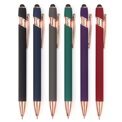 Ballpoint Pen 2-in-1 Stylus Pen with Stylus tip, 1.0 mm Black Ink, 6 Pack