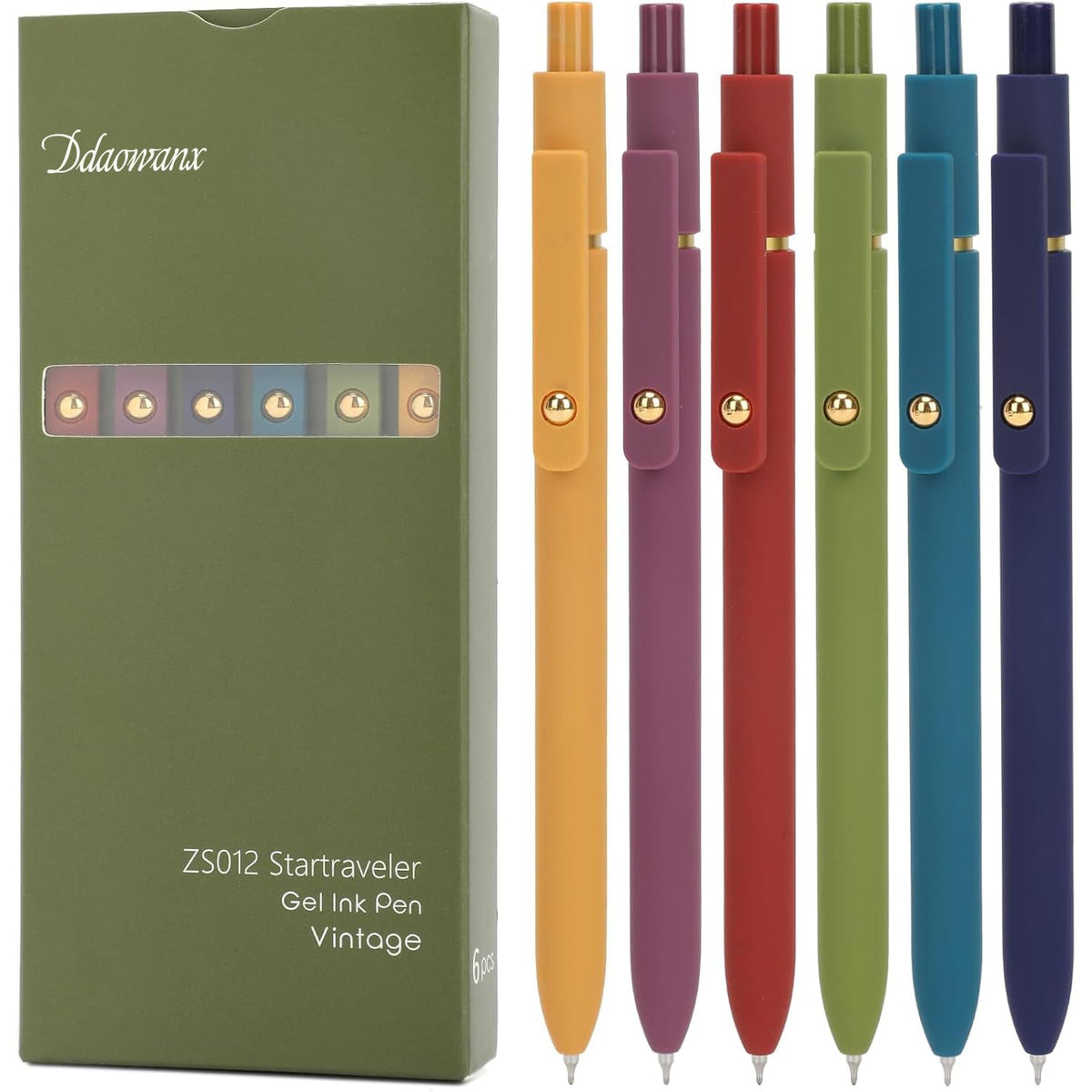 Ddaowanx Gel Pens,6 Pcs 0.5mm Retractable Quick Dry Black Ink Pens