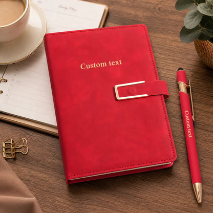 Personalized A5 Journal Notebook 2-Piece Set - Portable Note Taking Tool, Office Stationery, Back to School Haul Supplies with Notebook & Pen, Ideal for Students, Gifting Option