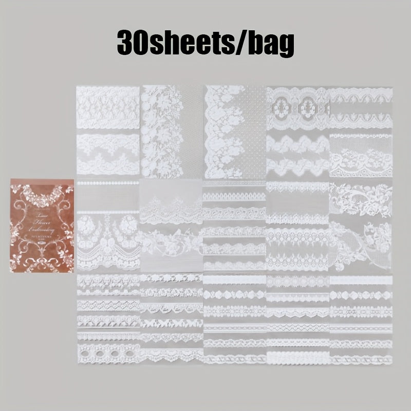 A Notebook with 30 Sheets of Office Stickers, Made of PET Material, Featuring a Lace Museum Series with Lace-Themed Stationery And Decorative Stickers for Various Occasions, Suitable As Gifts for Holidays And Birthdays