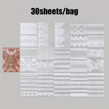 A Notebook with 30 Sheets of Office Stickers, Made of PET Material, Featuring a Lace Museum Series with Lace-Themed Stationery And Decorative Stickers for Various Occasions, Suitable As Gifts for Holidays And Birthdays