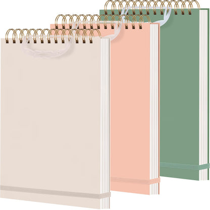 Resurhang 3 Pack Top Spiral Notebook 7"x10", Blue,Green,Gray