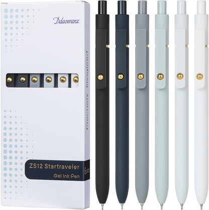 Ddaowanx Gel Pens,6 Pcs 0.7mm Retractable Quick Dry Black Ink Pens