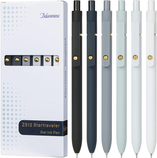 Ddaowanx Gel Pens,6 Pcs 0.7mm Retractable Quick Dry Black Ink Pens