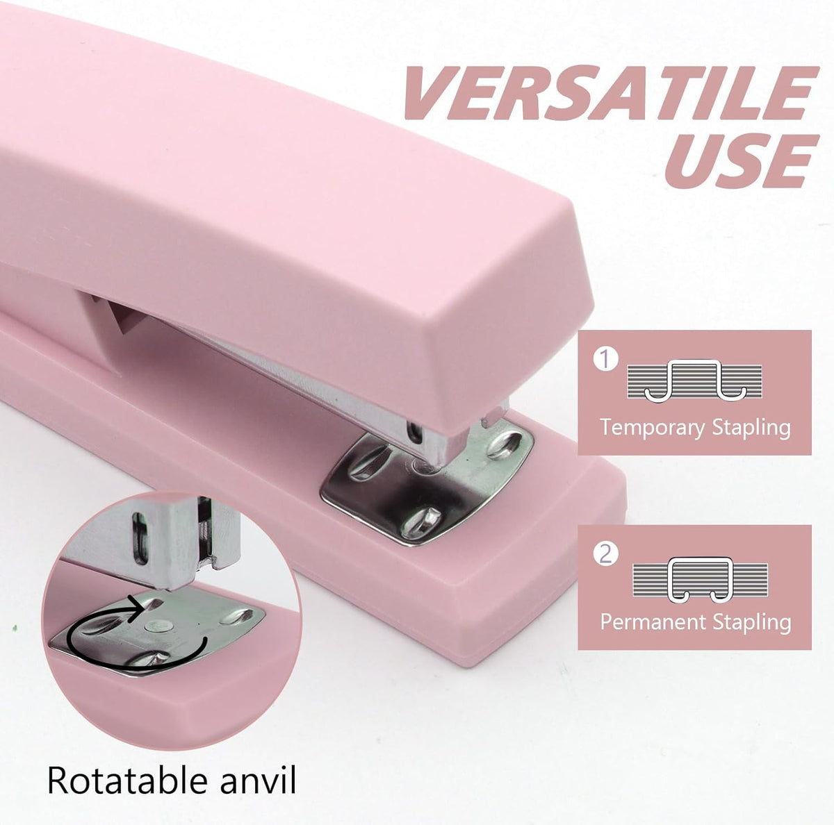 Pink Office Stapler, Paper Stapler and Staples, Pink Office Supplies