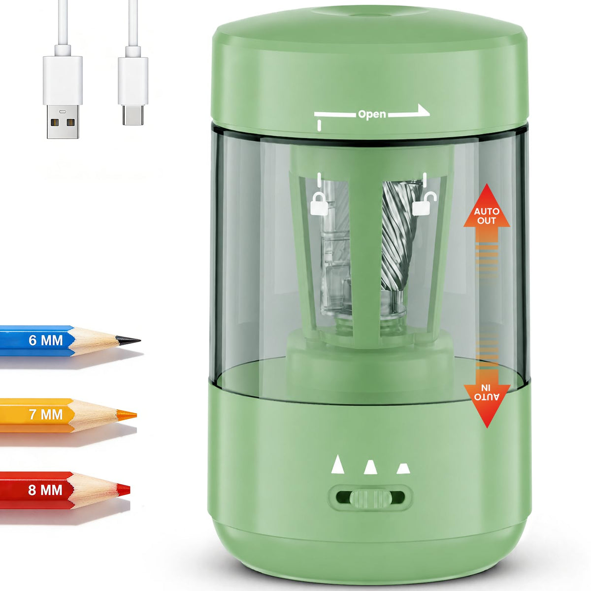 Electric Pencil Sharpener for Classroom, Fully Automatic, Black