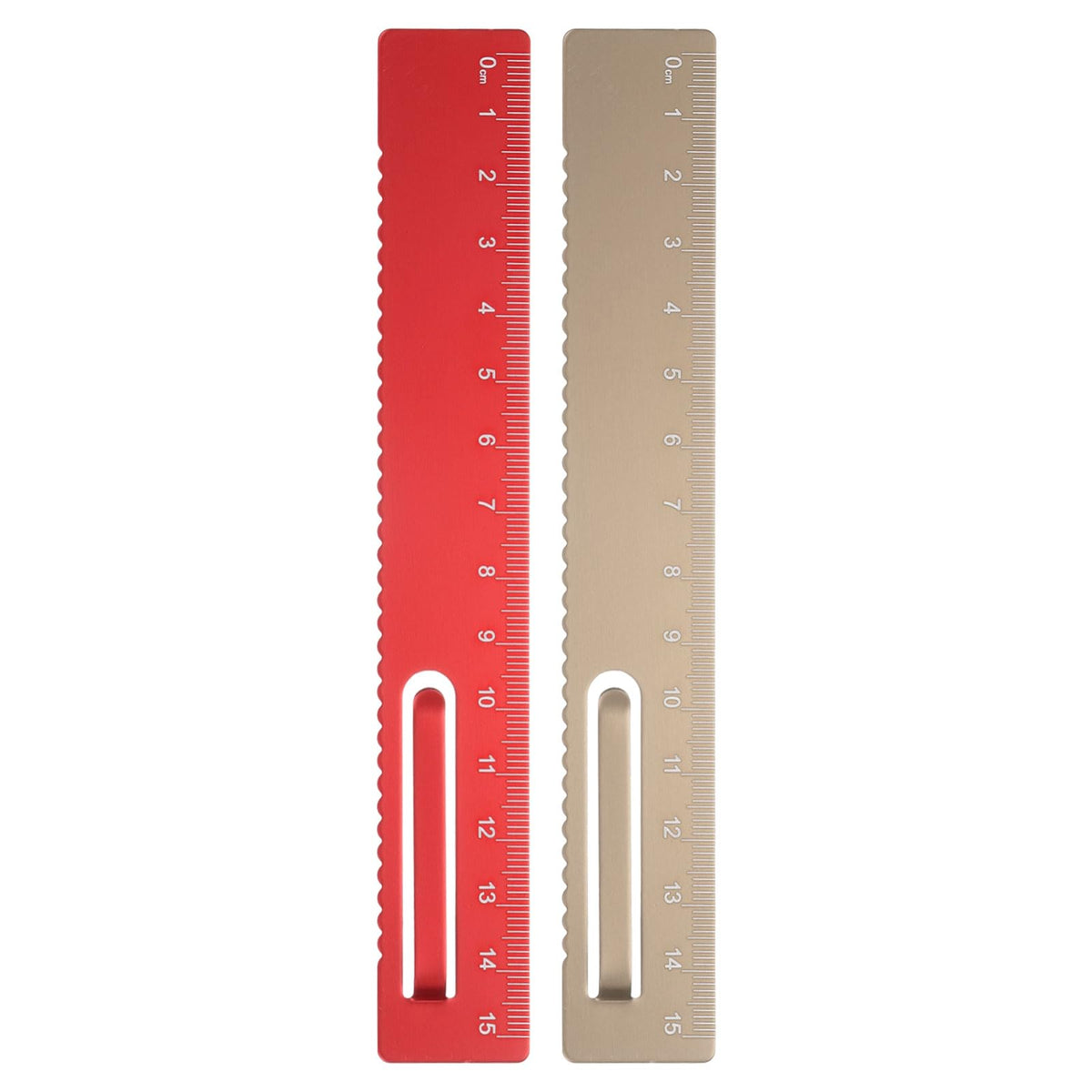 HARFINGTON 2pcs Straight Ruler 15cm Metal Bookmark Clip Rulers Blue/Rose