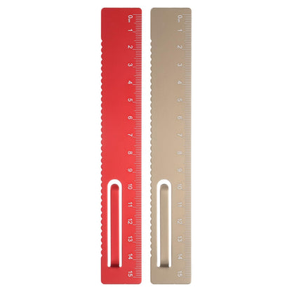 HARFINGTON 2pcs Straight Ruler 15cm Metal Bookmark Clip Rulers Blue/Rose