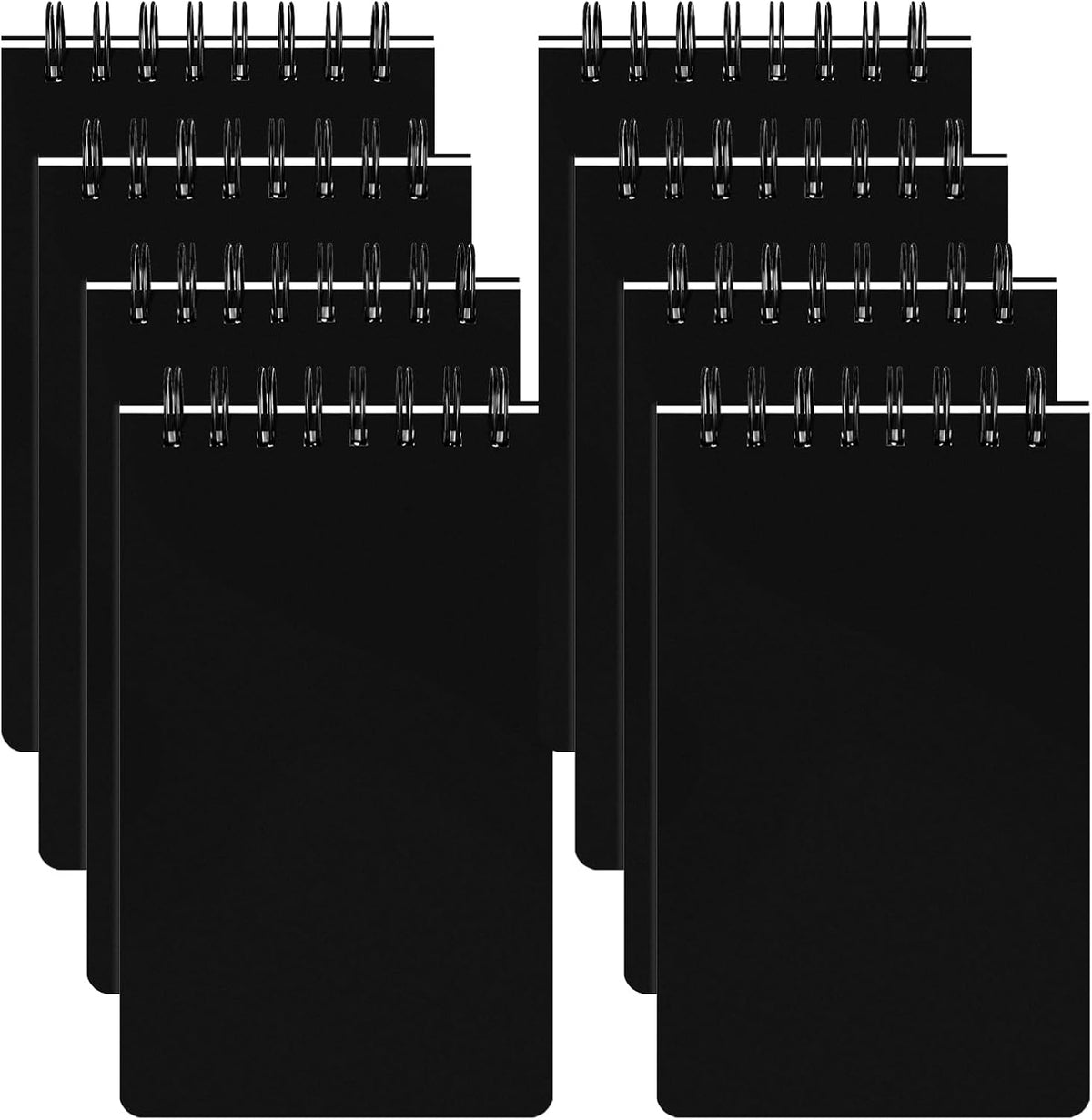 Thboxes 8 Pack Pocket Notebooks, 3 X 5 Spiral Notepads, Black