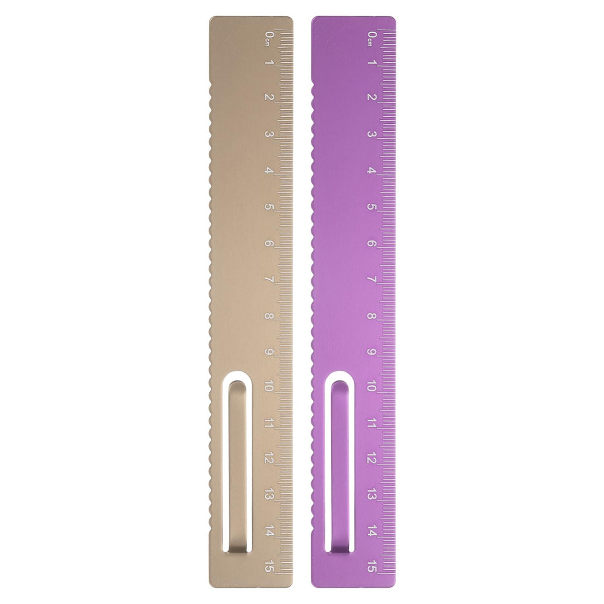 HARFINGTON 2pcs Straight Ruler 15cm Metal Bookmark Clip Rulers Blue/Rose