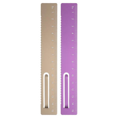 HARFINGTON 2pcs Straight Ruler 15cm Metal Bookmark Clip Rulers Blue/Rose