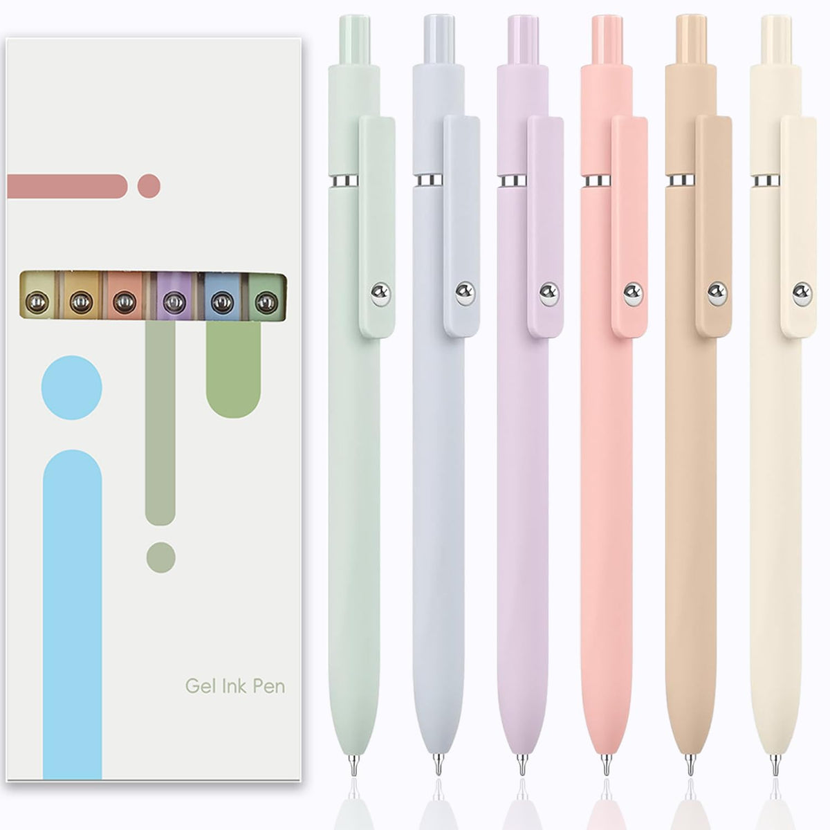 ACEES Gel Pens, 6 Pcs Retractable Quick Dry Black Ink Pen, 0.5mm Fine Point