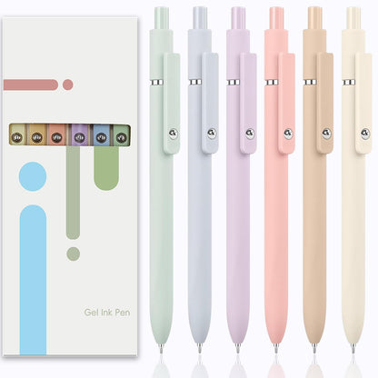 ACEES Gel Pens, 6 Pcs Retractable Quick Dry Black Ink Pen, 0.5mm Fine Point