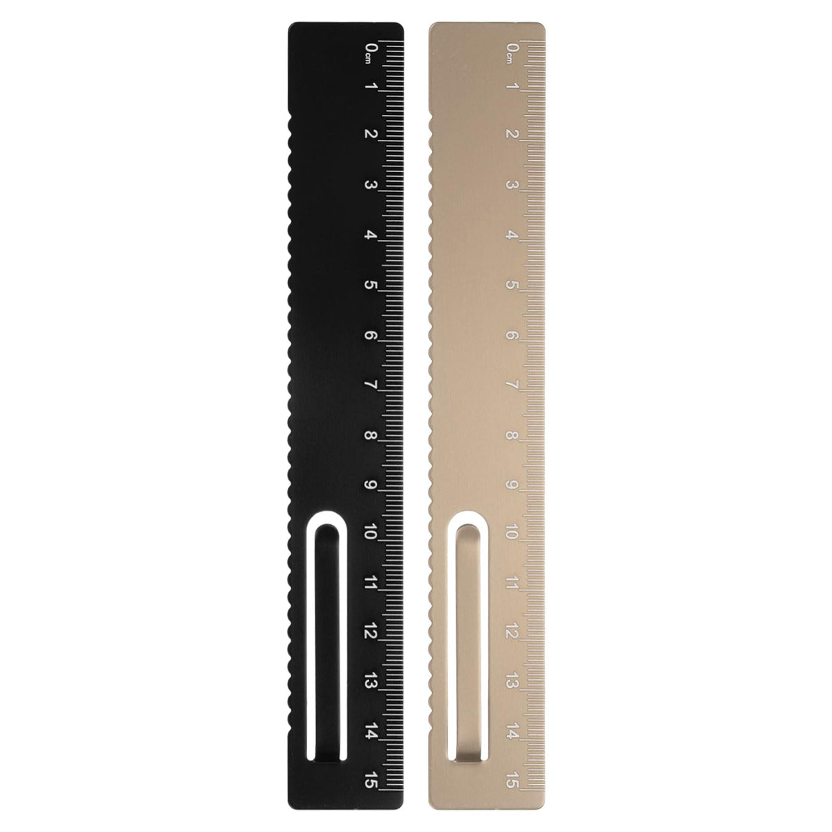 HARFINGTON 2pcs Straight Ruler 15cm Metal Bookmark Clip Rulers Blue/Rose