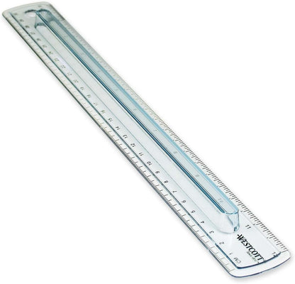 Westcott Finger Grip Ruler, Back-to-School, Smoke Gray, School Supplies, Classroom Supplies, 12-Inch