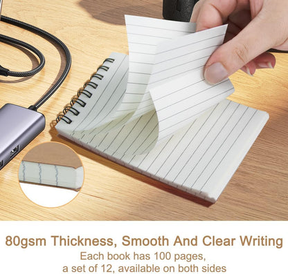 12 Pack 3x5" Mini Notebook, Small Spiral College Ruled Notepad for School